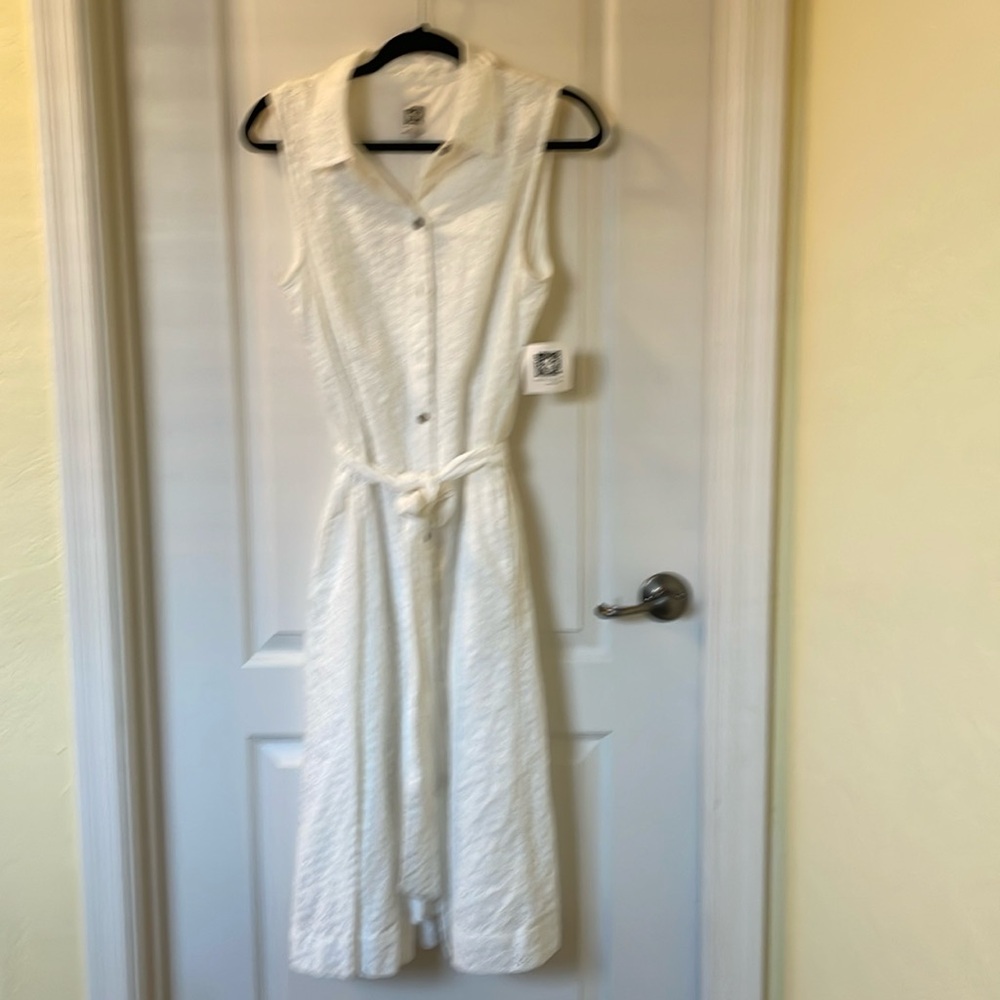 Anne Klein White Eyelet Dress 14 New